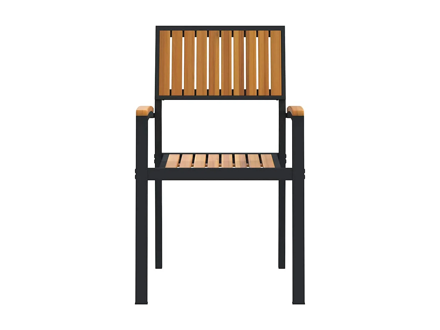 Chaises d'extérieur 2 pcs En bois massif d'acacia et métal empilables noires