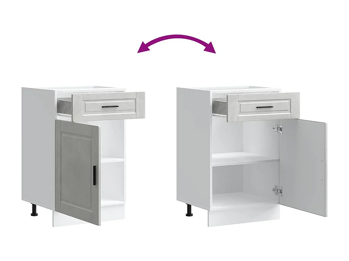 Armoire de cuisine gris béton bois d'ingénierie