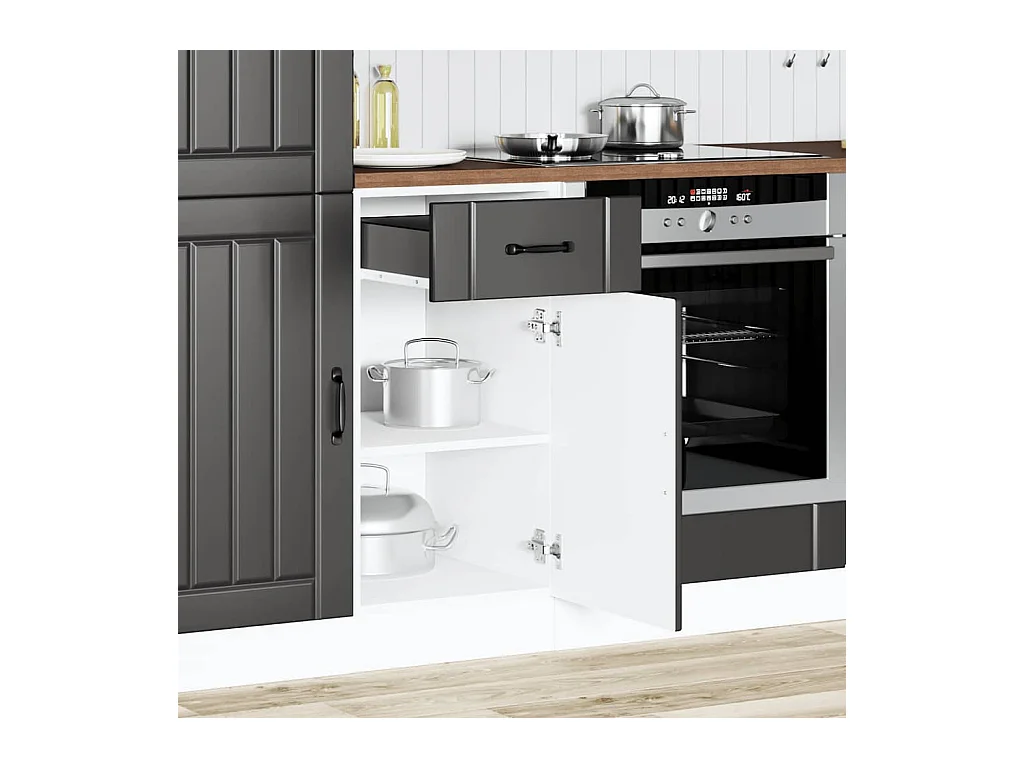 Armoire de cuisine noir bois d'ingénierie