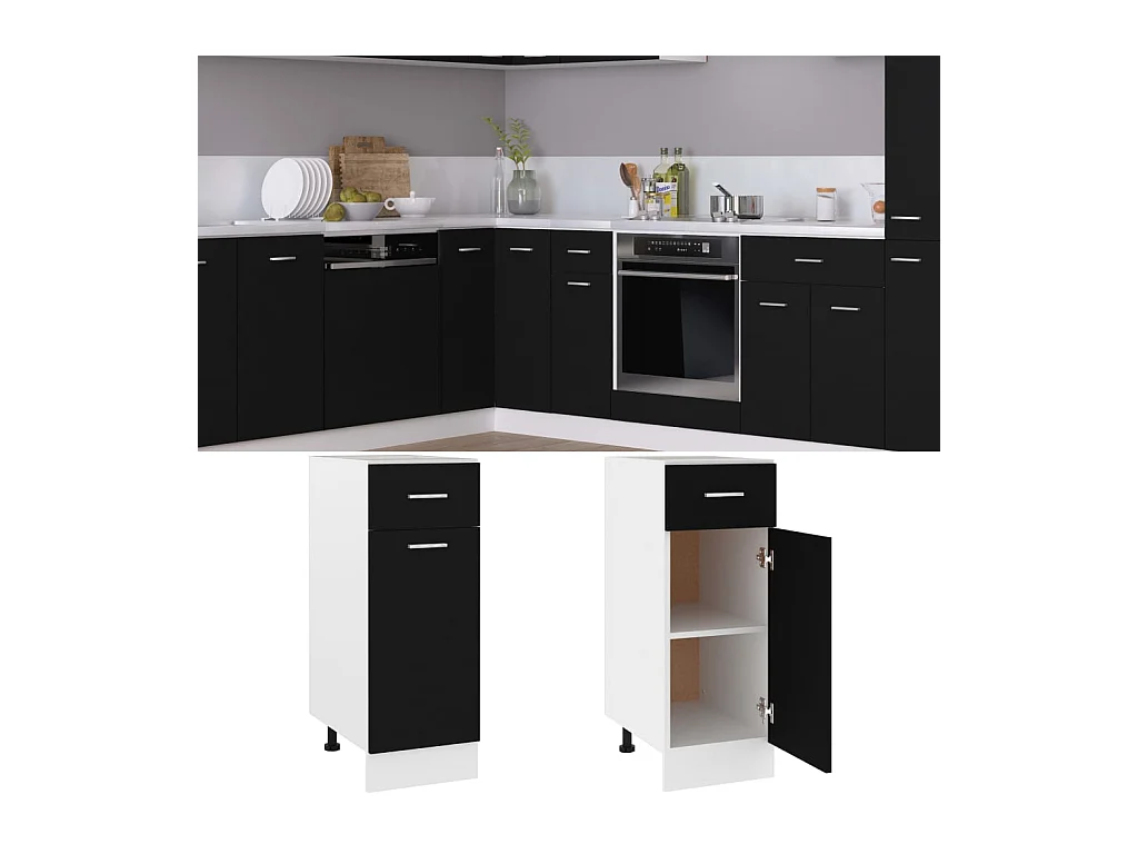 Armoire de plancher à tiroir Noir 30x46x81,5 cm