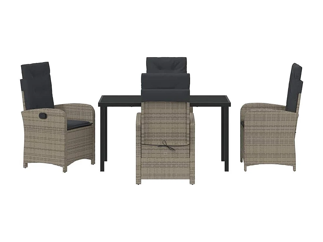 5-delige tuinset met grijze polyrotan kussens