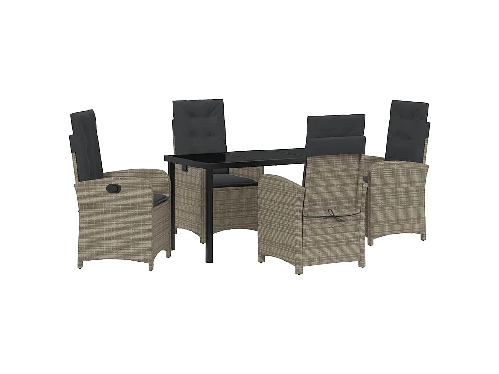 Set de jardin de 5 pièces avec coussins en rotin poly gris
