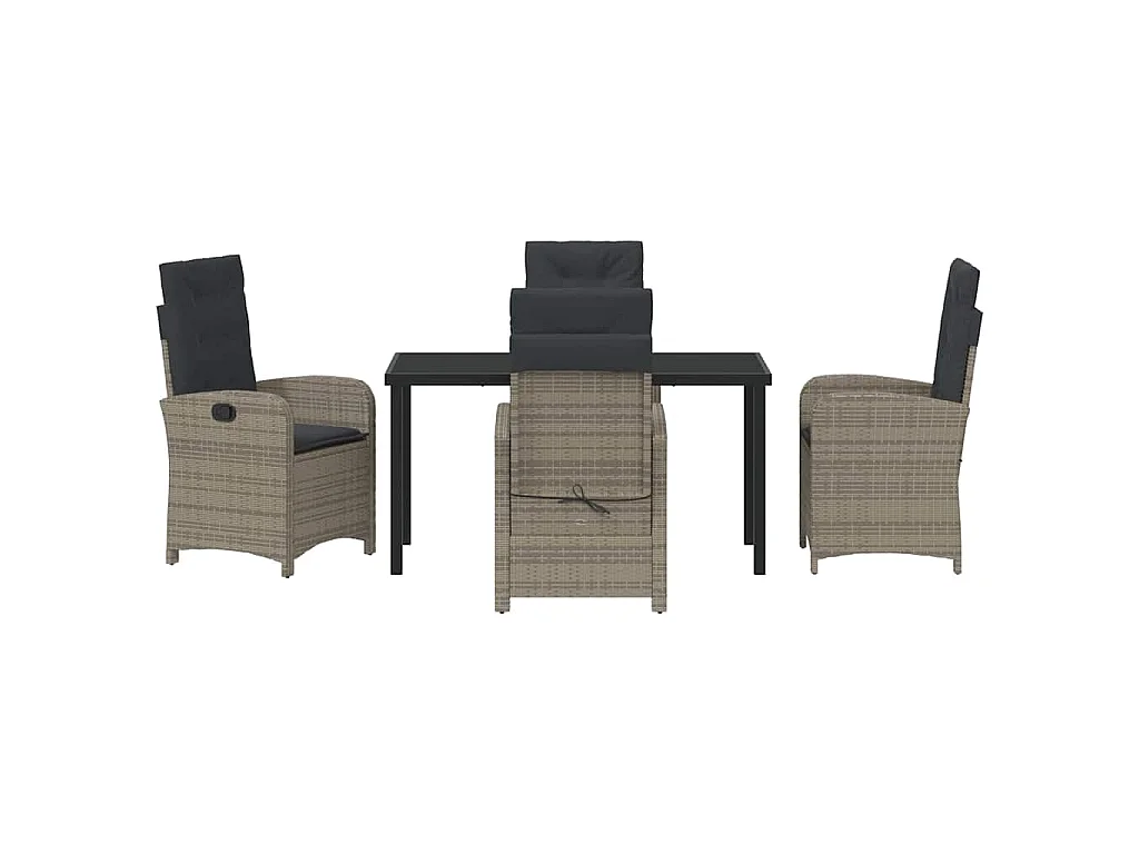 Set de jardin de 5 pièces avec coussins en rotin poly gris