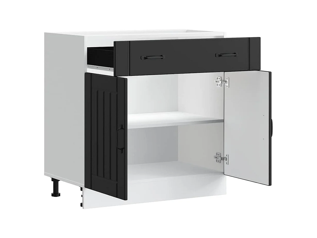 Mobile da cucina in legno ingegnerizzato nero Lucca