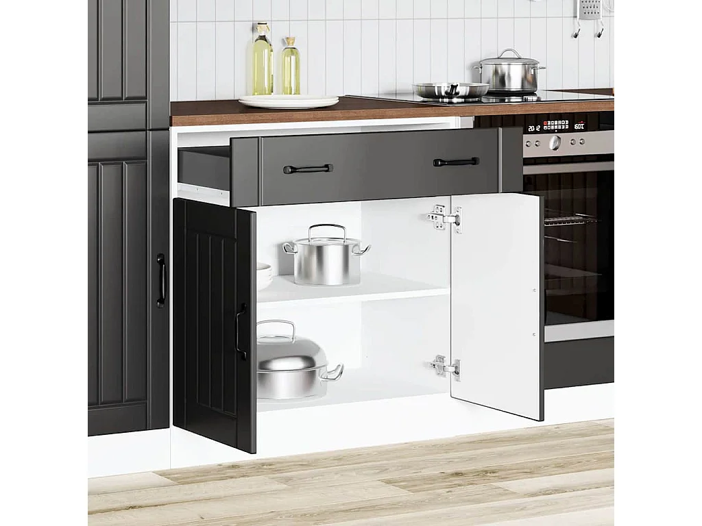 Armoire de cuisine noir bois d'ingénierie