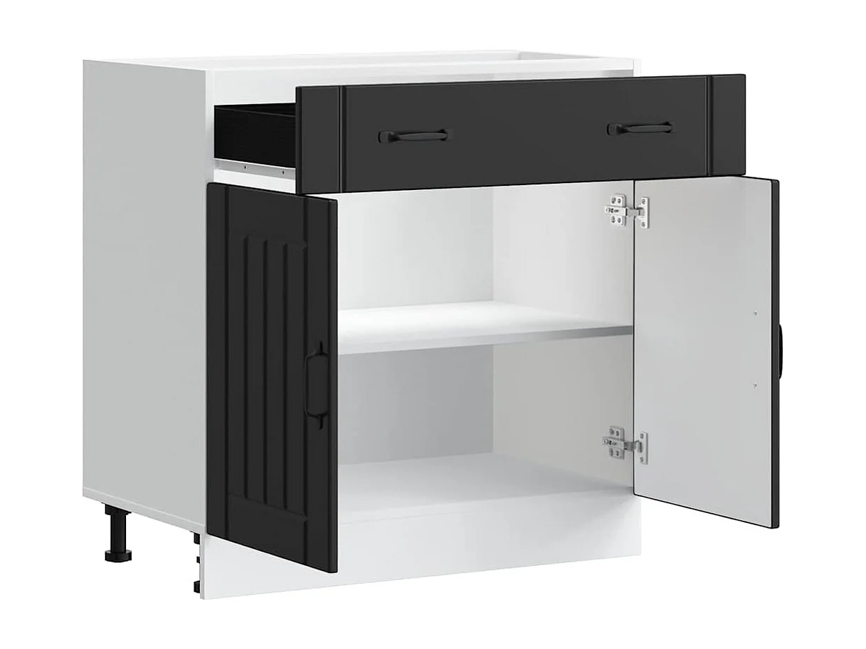 Armoire de cuisine noir bois d'ingénierie