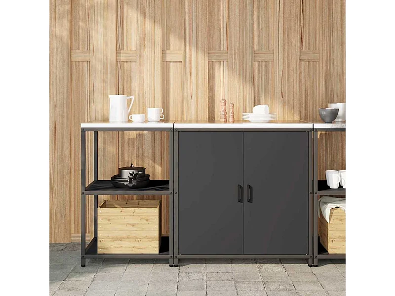 Set di contenitori da cucina 2 pezzi Nero 150 x 50 x 92 cm