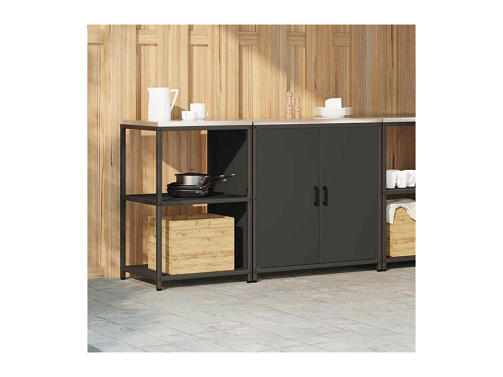 Set di contenitori da cucina 2 pezzi Nero 150 x 50 x 92 cm