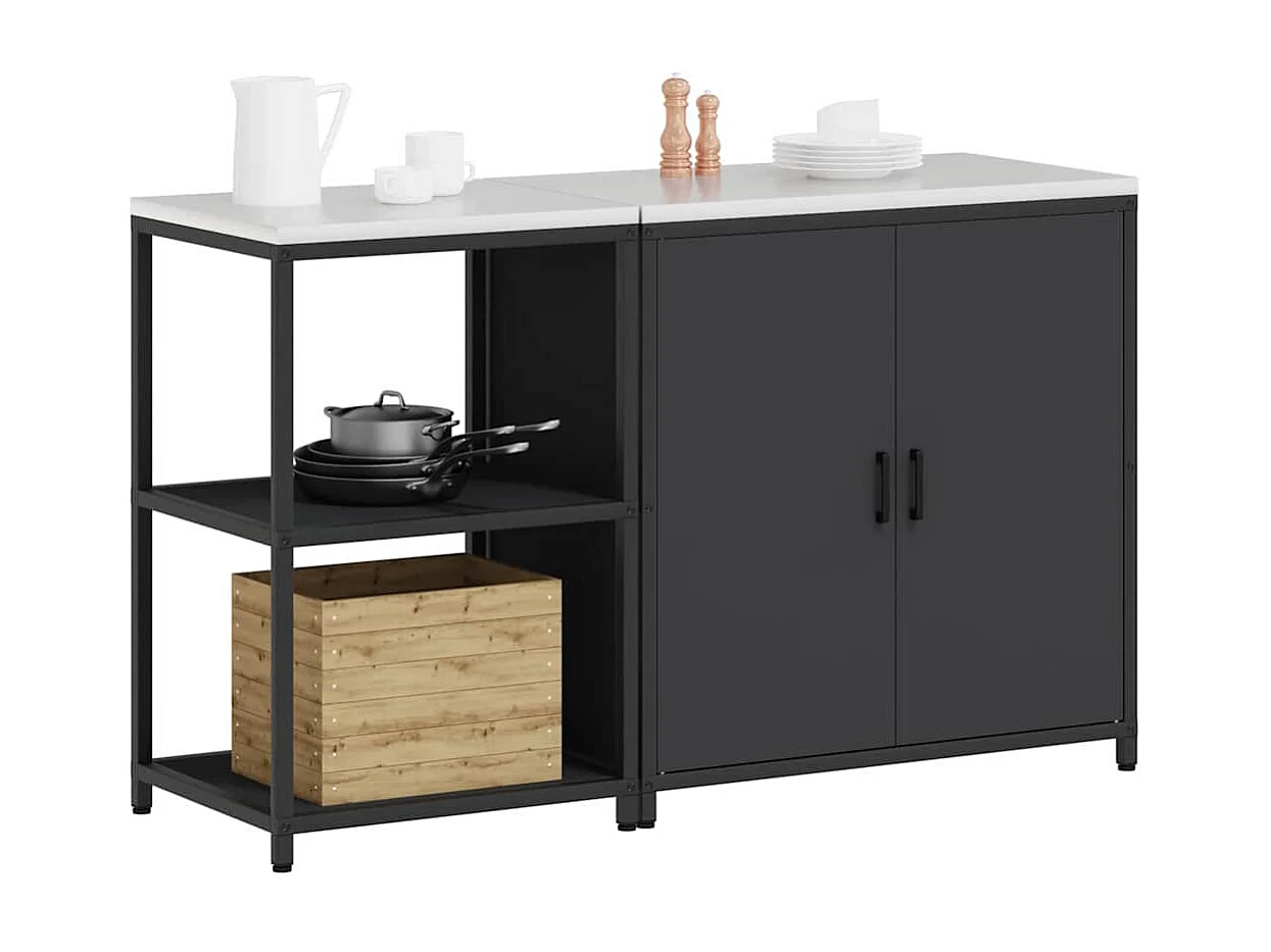 Ensemble de rangement cuisine 2 pcs Noir 150 x 50 x 92 cm