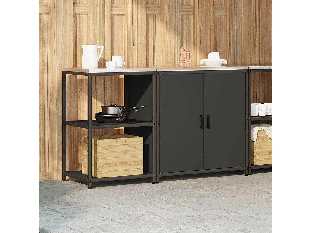 Ensemble de rangement cuisine 2 pcs Noir 150 x 50 x 92 cm