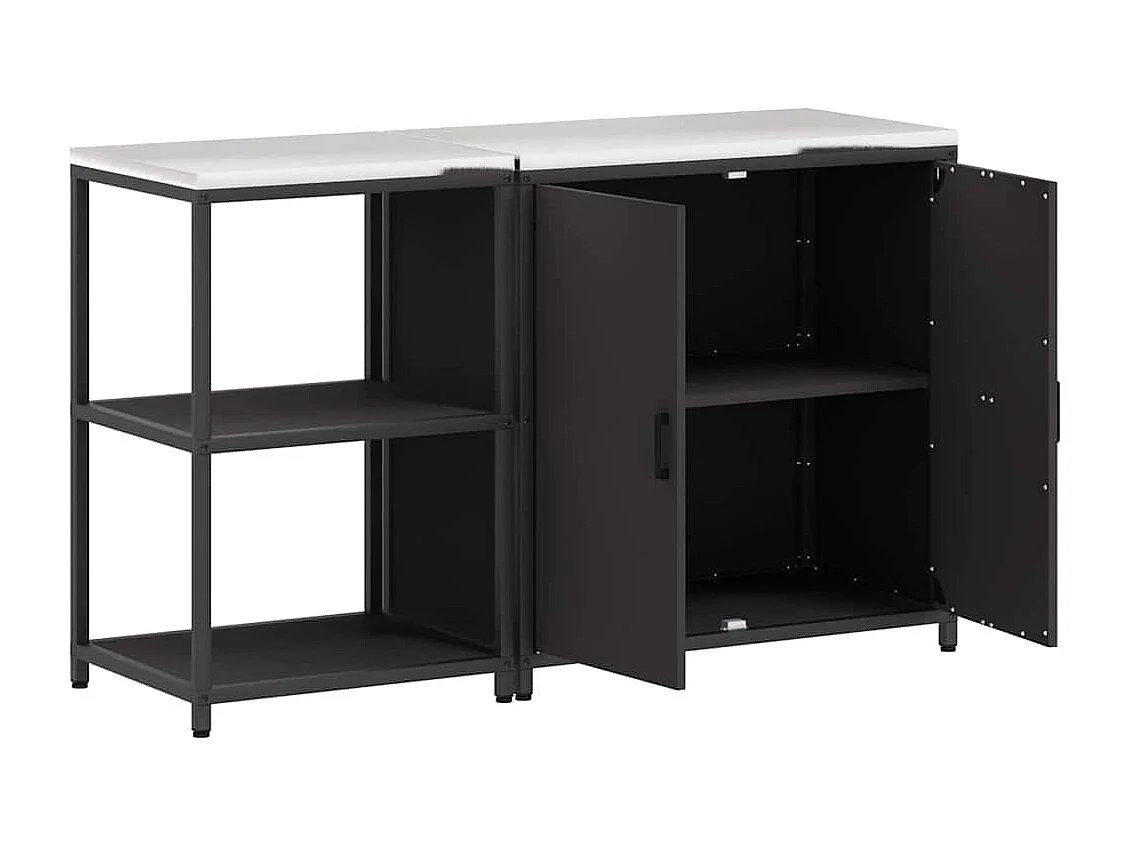 Ensemble de rangement cuisine 2 pcs Noir 150 x 50 x 92 cm