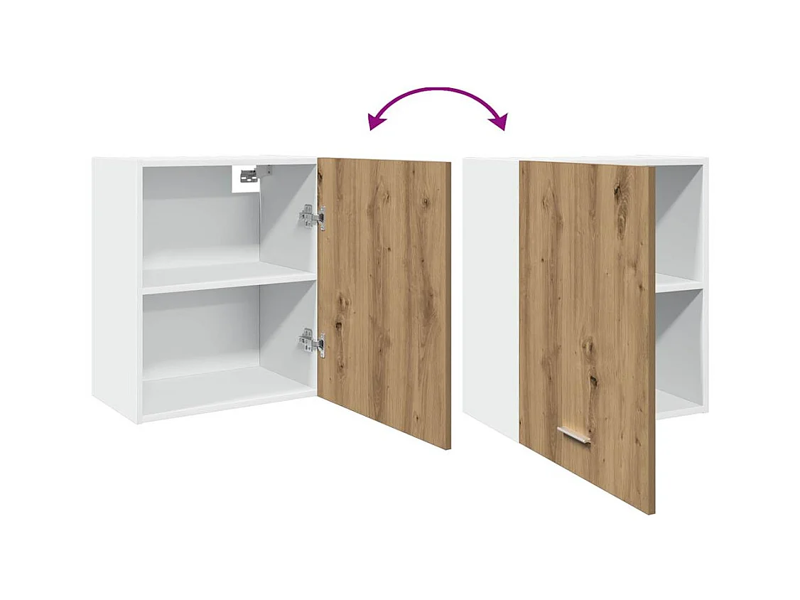 Mobiletti pensili a 2 pezzi, in rovere lavorato a mano