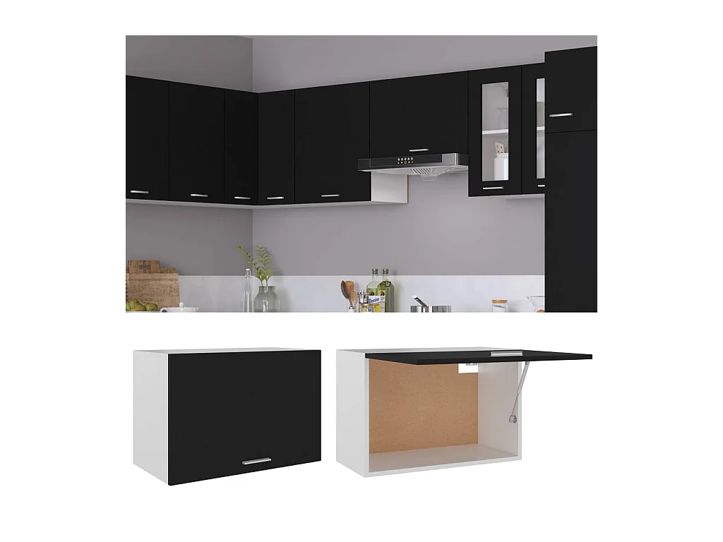 Zwarte hangkast 60x31x40 cm bewerkt hout