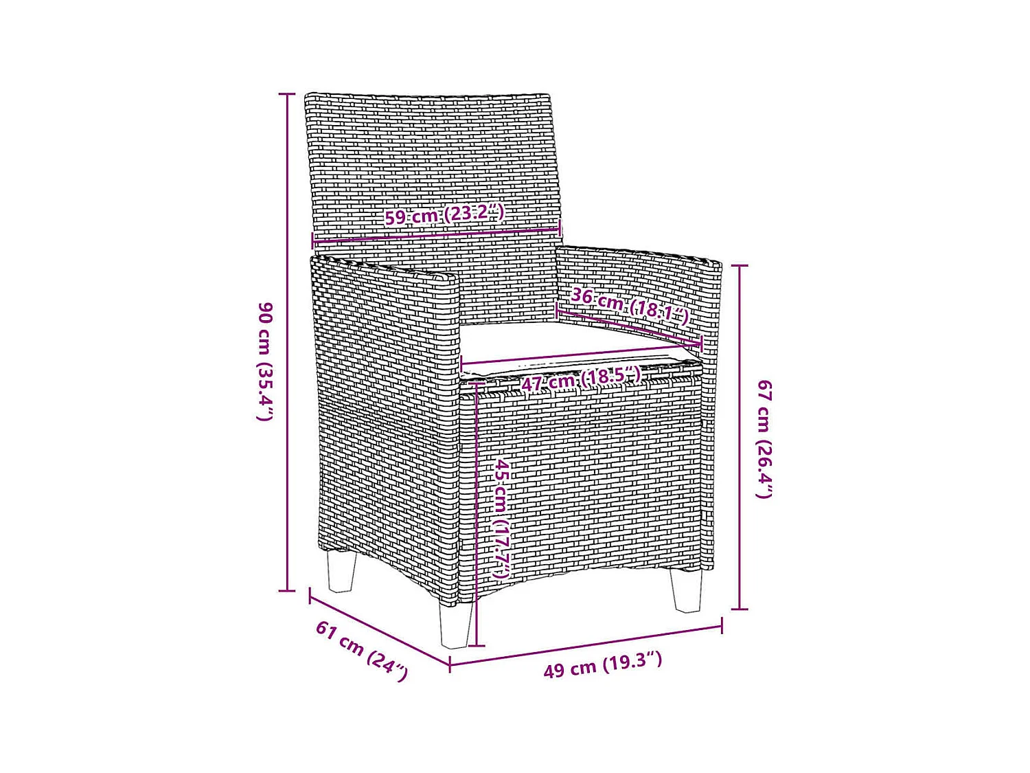 5-teiliges Garten-Ess-Set mit Kissen, schwarzes Polyrattan
