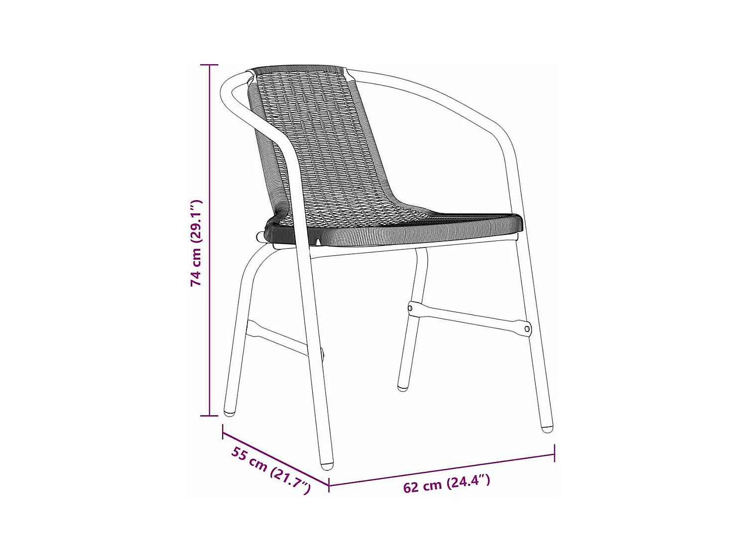 Set da giardino in polyrattan nero da 5 pezzi