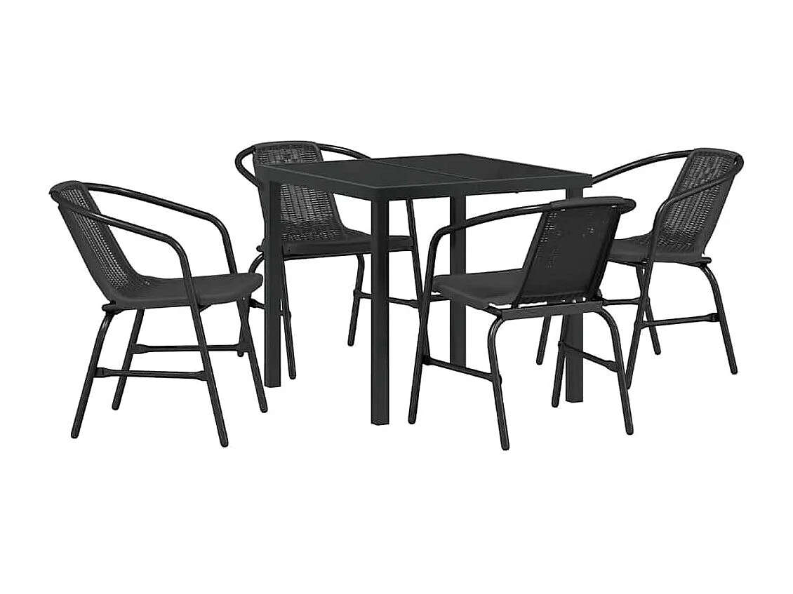 Conjunto de jardín de 5 piezas de ratán sintético negro