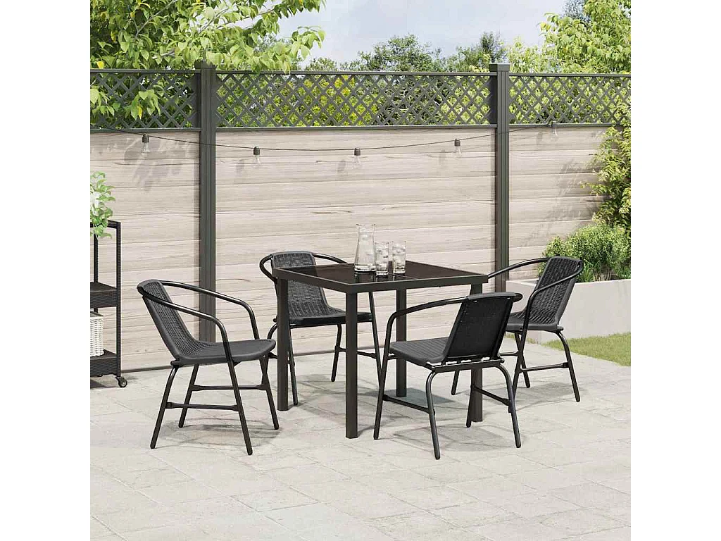 Conjunto de jardín de 5 piezas de ratán sintético negro