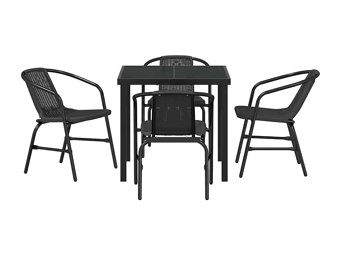 Conjunto de jardín de 5 piezas de ratán sintético negro