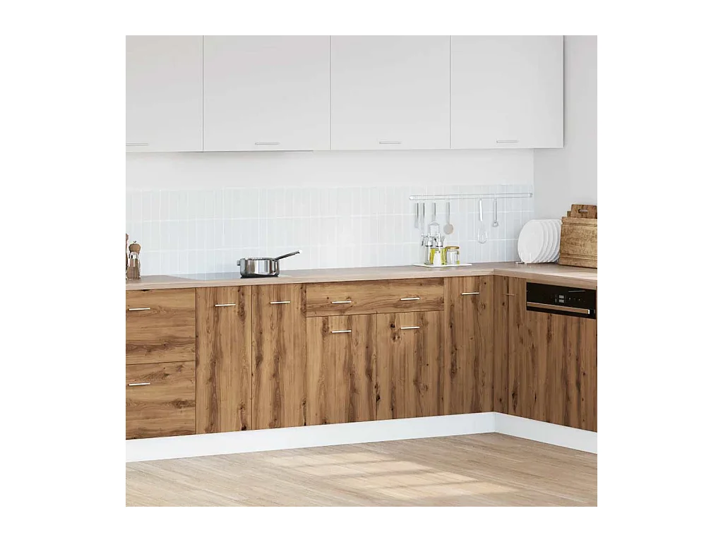 Mobiletto da terra in rovere fatto a mano con cassetto