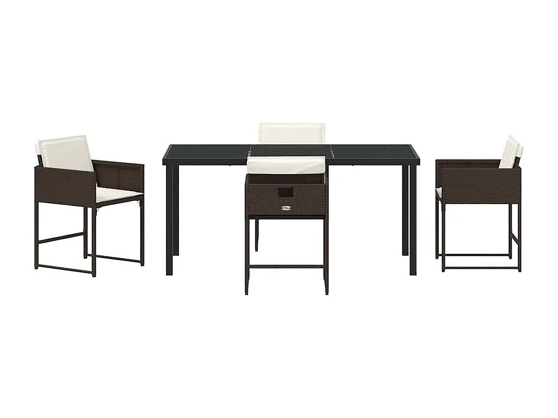 5-delige tuinset met kussens van bruin synthetisch rotan