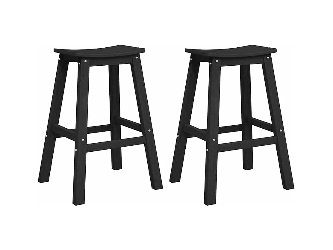 Sgabelli da bar 2 pezzi neri in HDPE