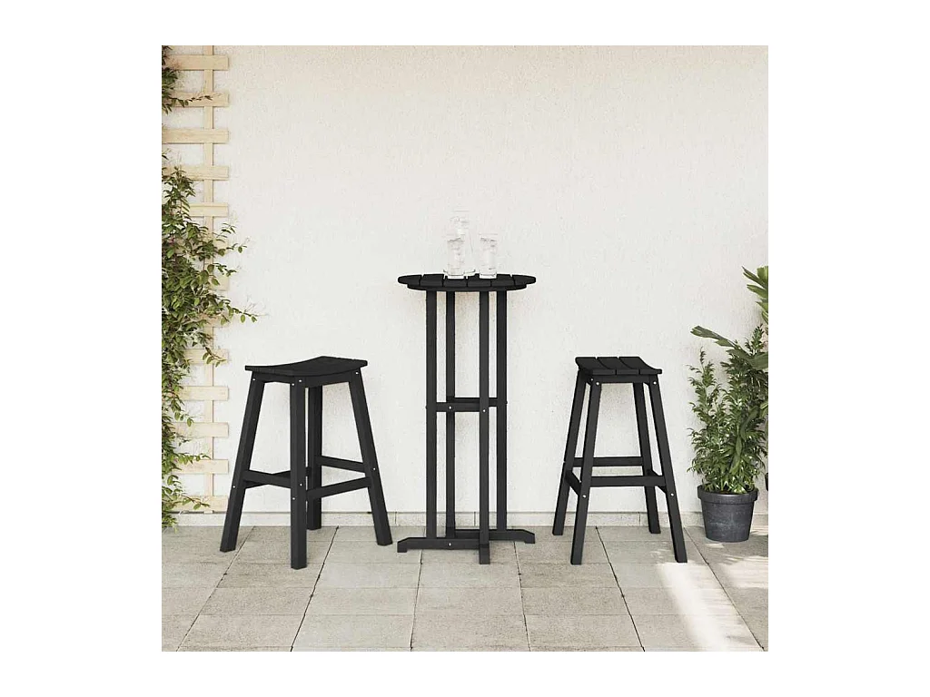 Sgabelli da bar 2 pezzi neri in HDPE