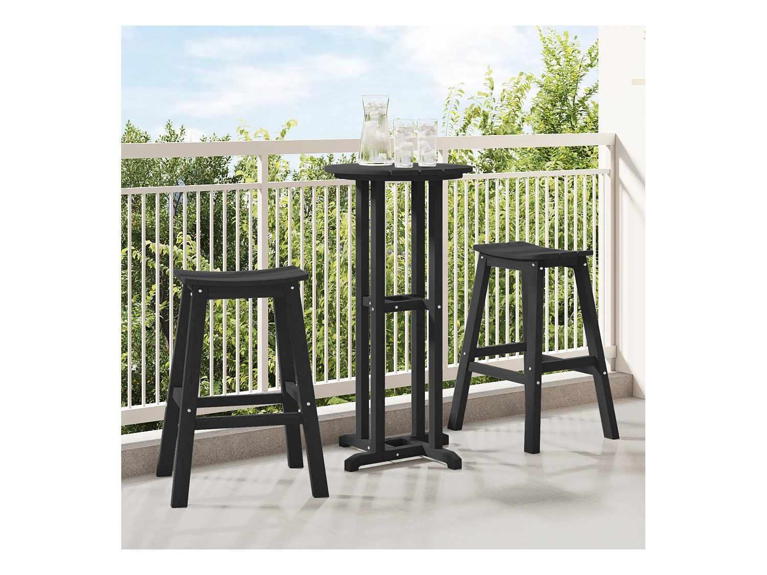 Tabourets de bar 2 pcs noir HDPE