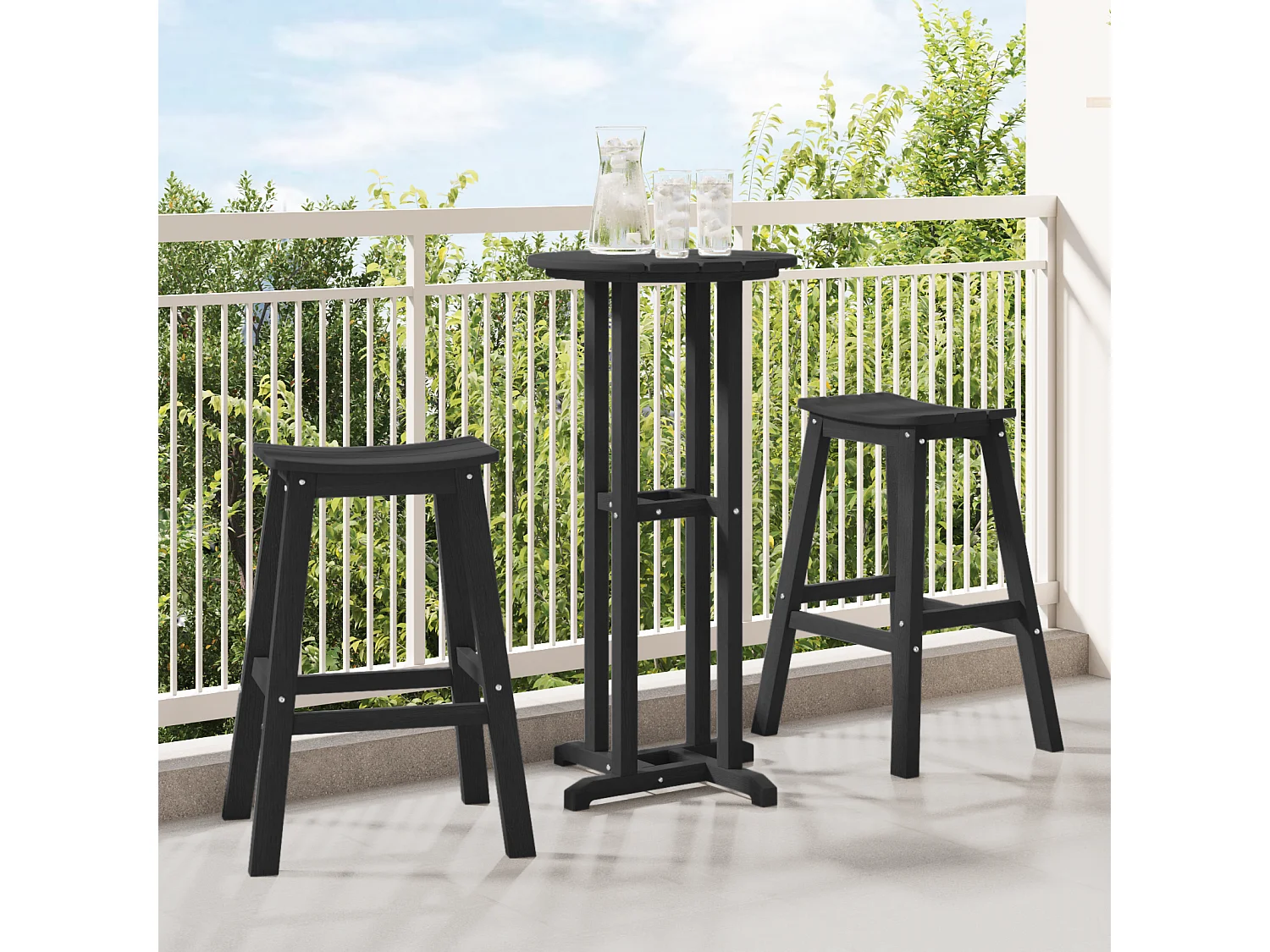 Tabourets de bar 2 pcs noir HDPE