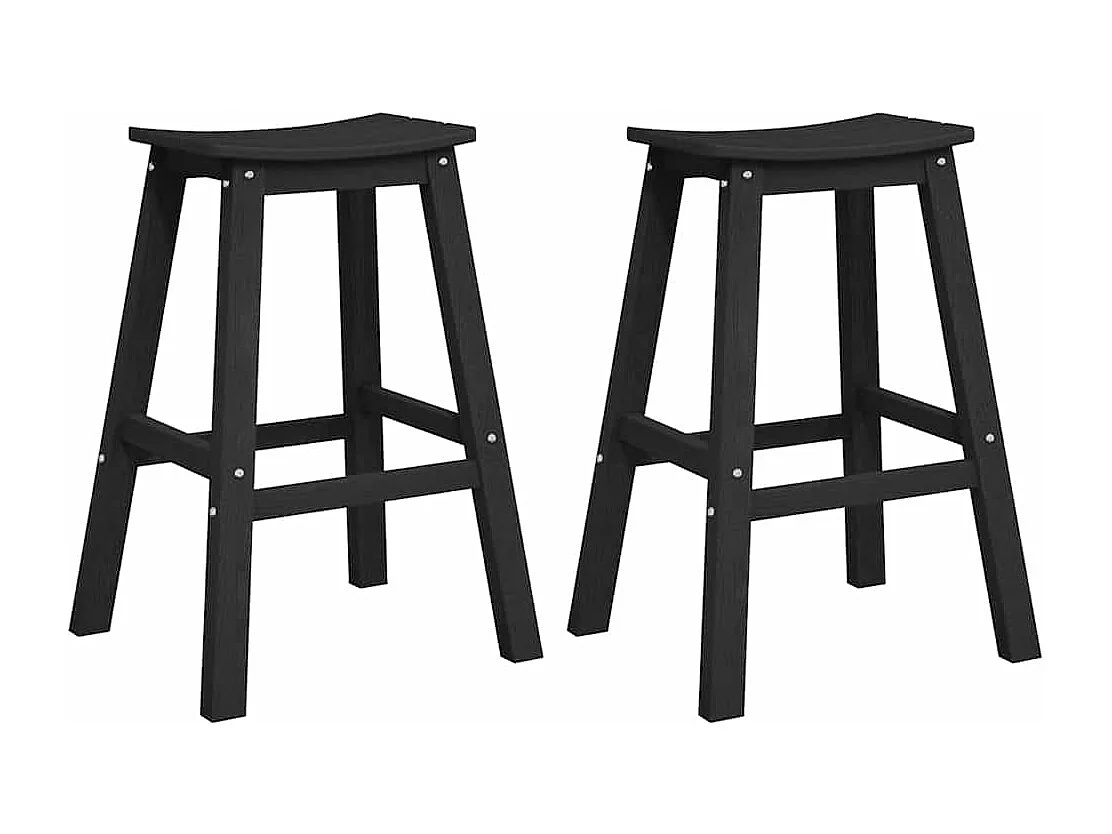 Tabourets de bar 2 pcs noir HDPE