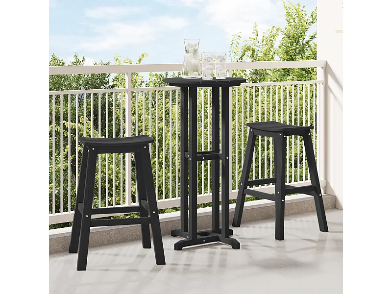 Tabourets de bar 2 pcs noir HDPE
