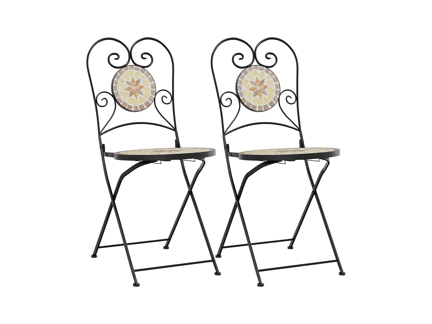 Set di 2 sedie pieghevoli da bistrot in ceramica bianca terracotta