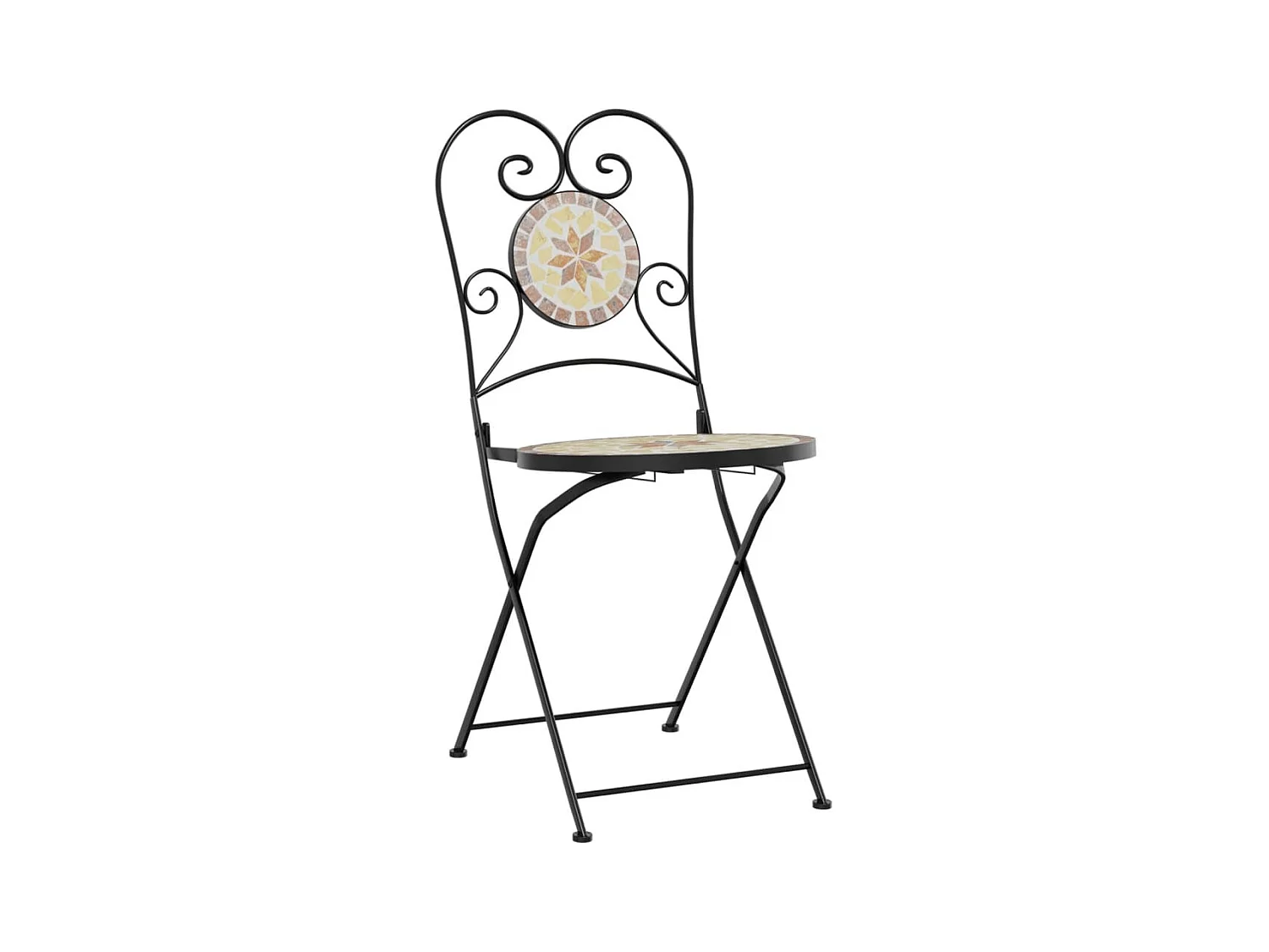 Set di 2 sedie pieghevoli da bistrot in ceramica bianca terracotta