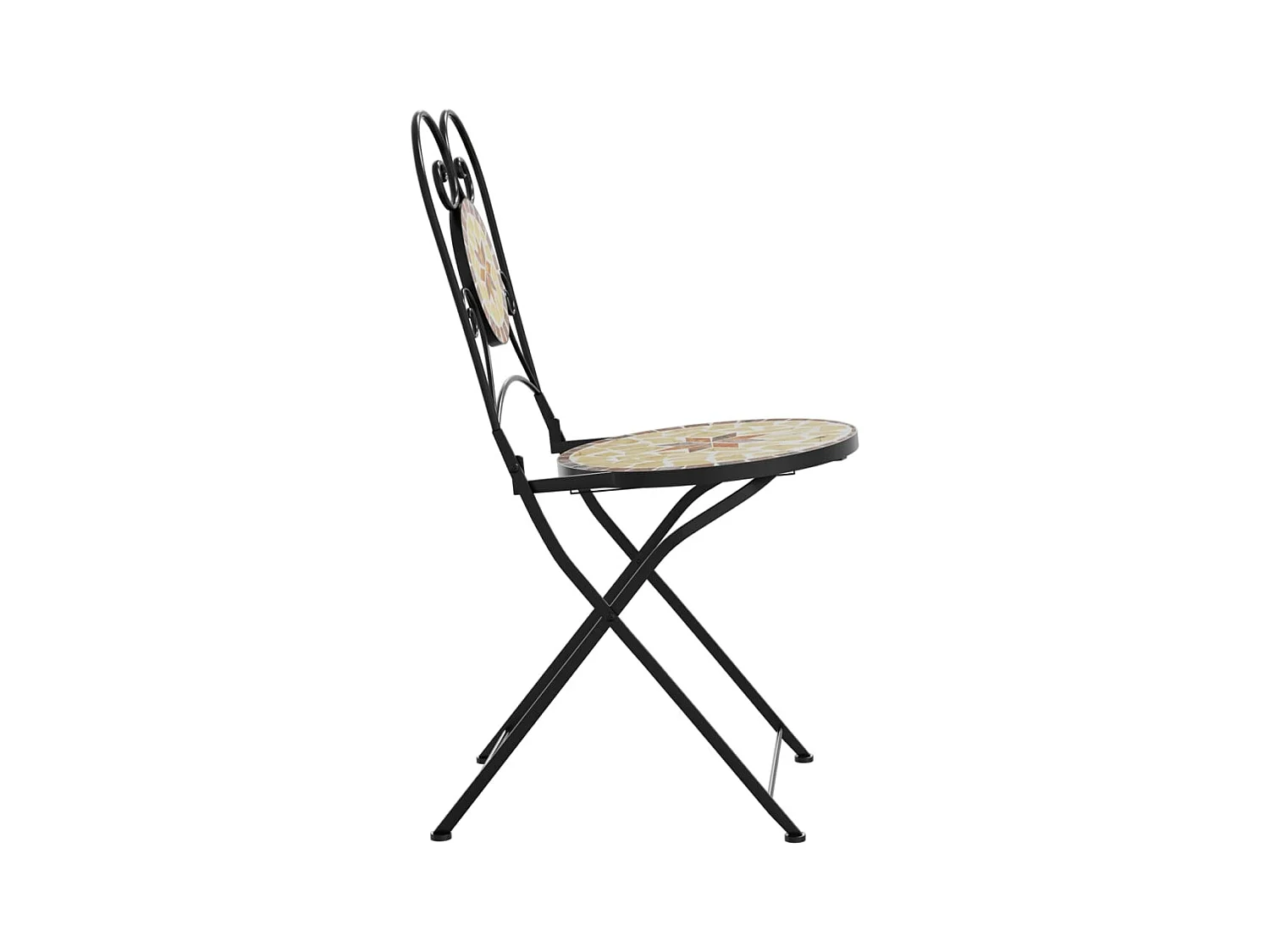 Set di 2 sedie pieghevoli da bistrot in ceramica bianca terracotta