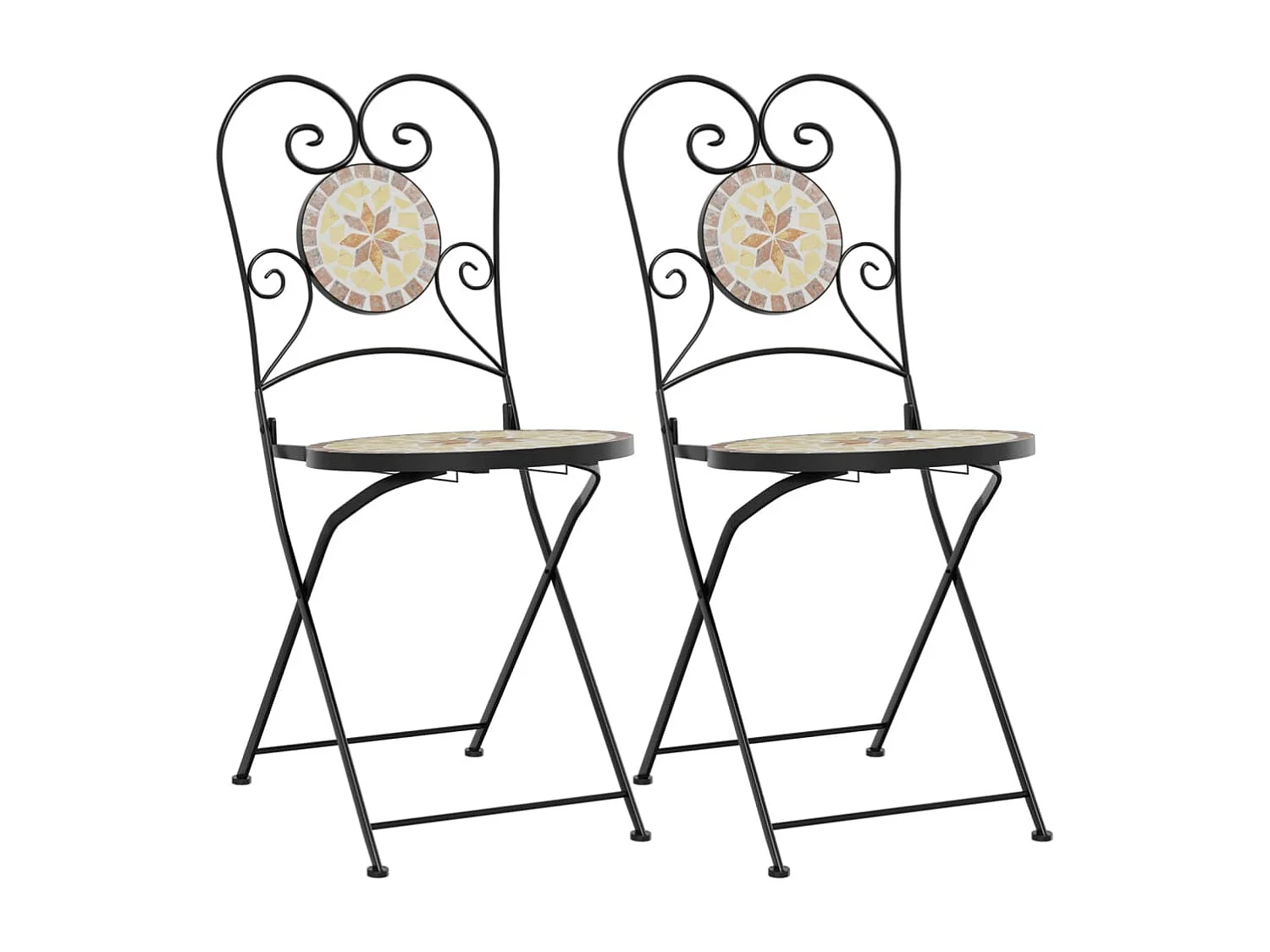 Chaises de bistro pliables lot de 2 terre cuite blanc céramique