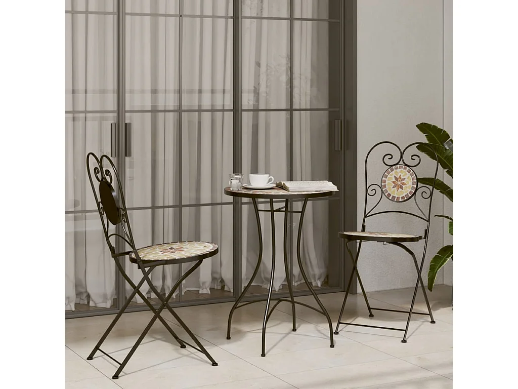 Chaises de bistro pliables lot de 2 terre cuite blanc céramique