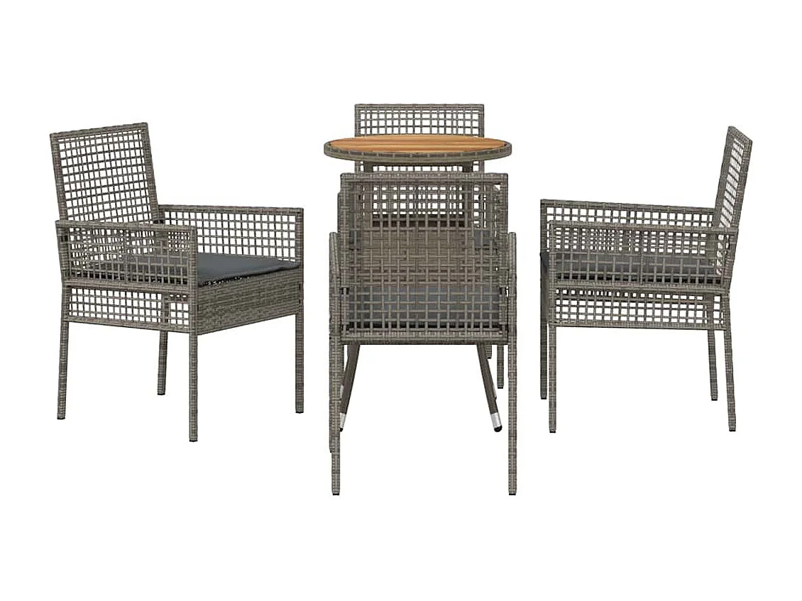 5-delige grijze poly rattan tuinset