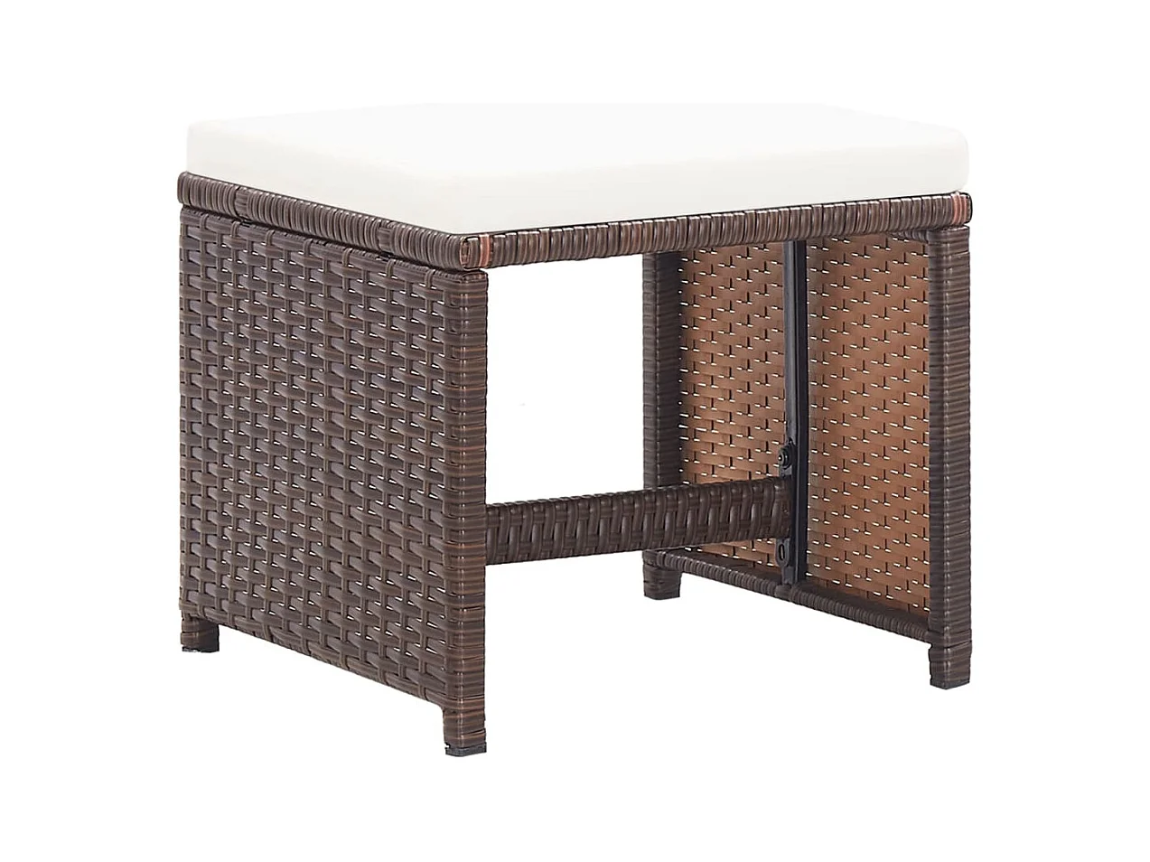 Tabourets de jardin et coussins lot de 4 marron résine tressée