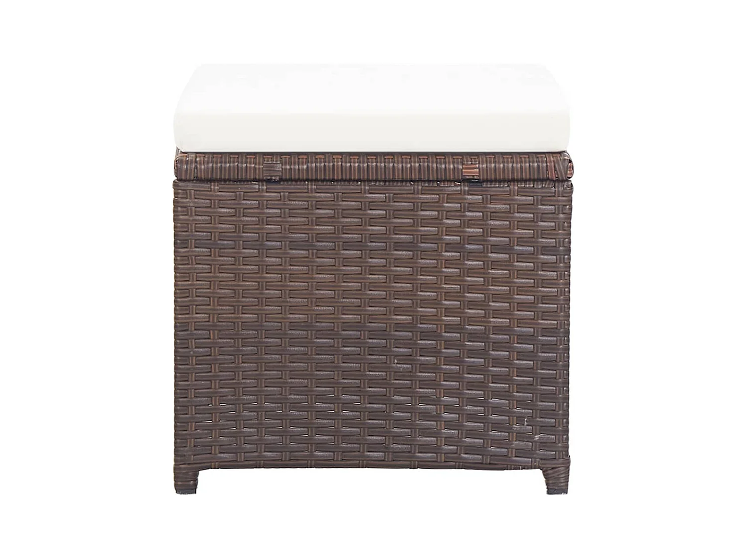 Tabourets de jardin et coussins lot de 4 marron résine tressée