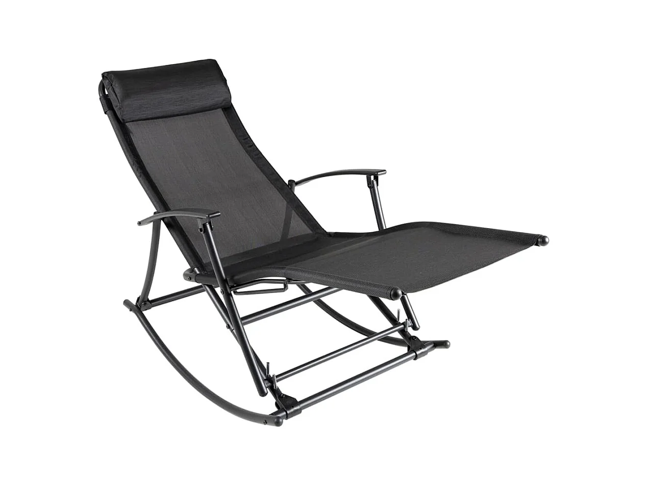 Gartenschaukelstuhl Stahl und Textilene Schwarz