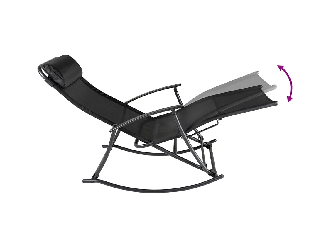 Gartenschaukelstuhl Stahl und Textilene Schwarz