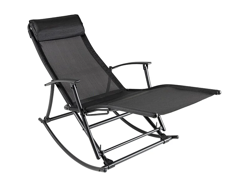 Gartenschaukelstuhl Stahl und Textilene Schwarz