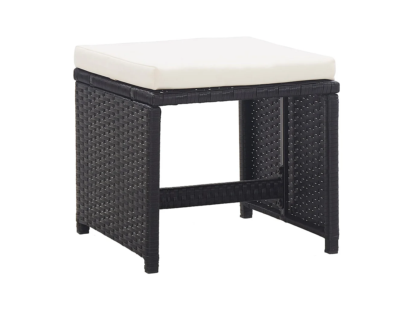 Tabourets de jardin lot de 2 avec coussins Résine tressée Noir