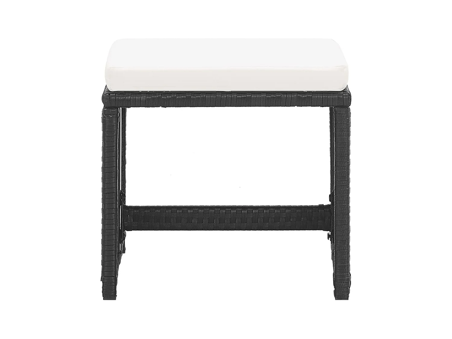 Tabourets de jardin lot de 2 avec coussins Résine tressée Noir