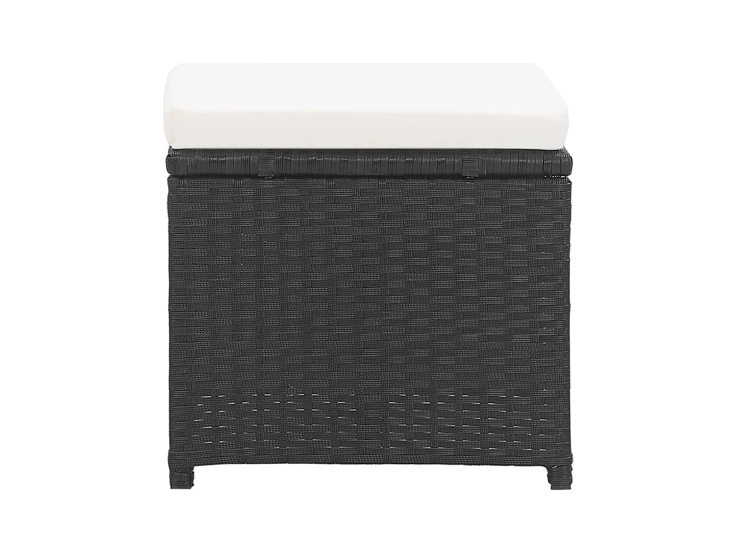 Tabourets de jardin lot de 2 avec coussins Résine tressée Noir