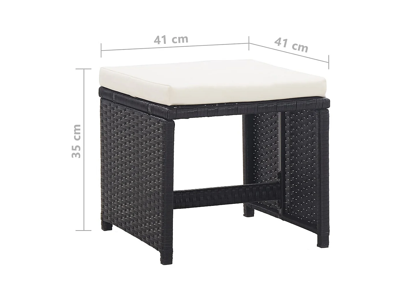 Tabourets de jardin lot de 2 avec coussins Résine tressée Noir