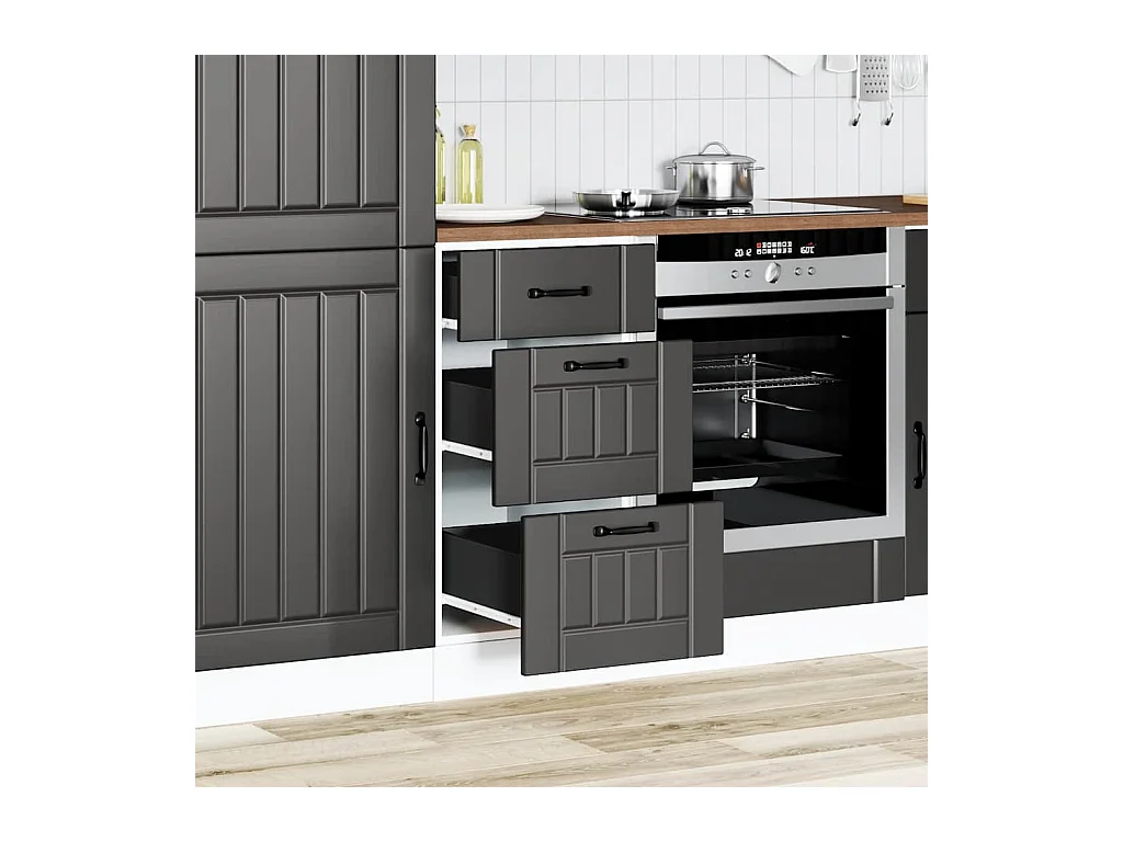 Mobile da cucina in legno ingegnerizzato nero Lucca