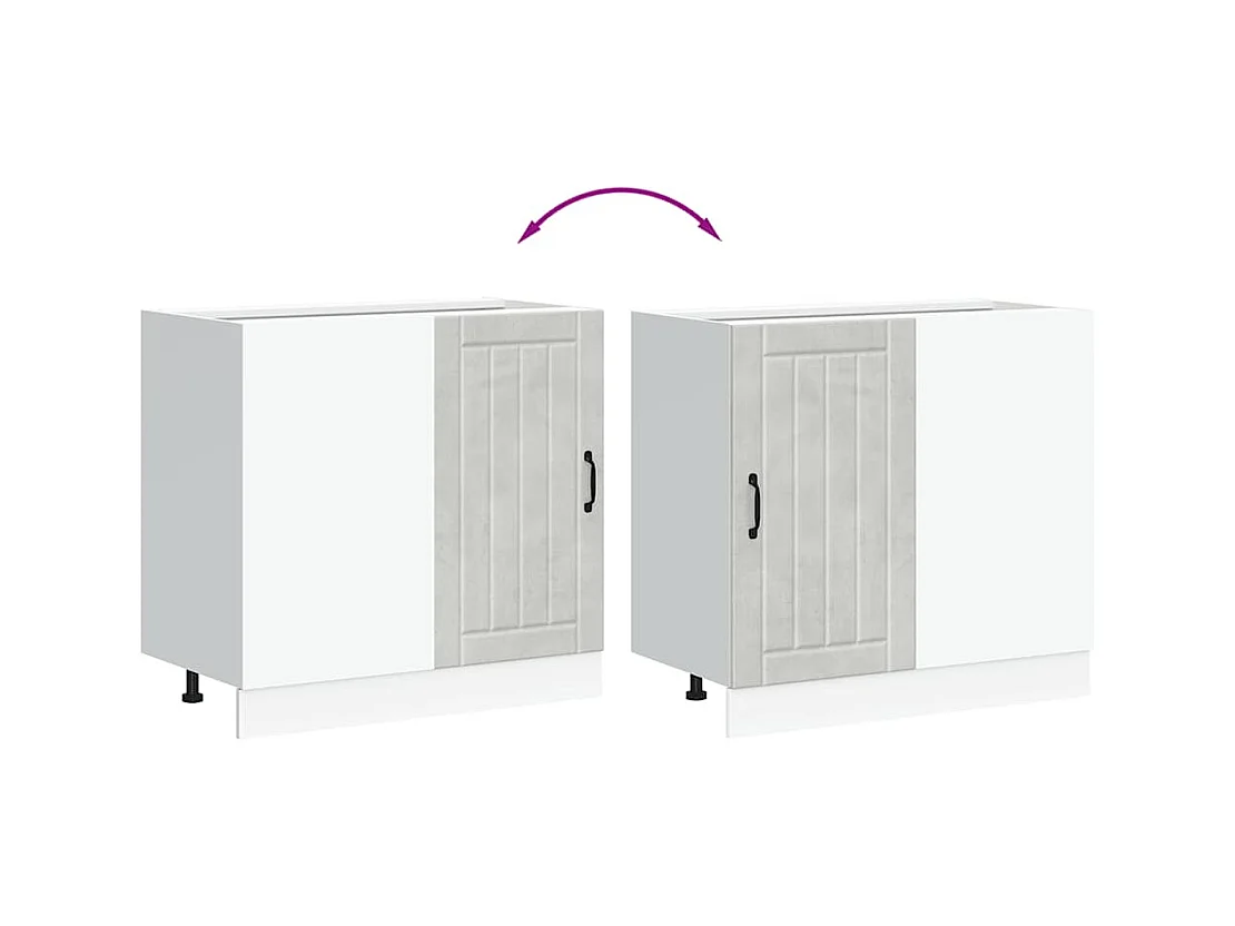 Meuble bas de cuisine gris béton bois ingénierie