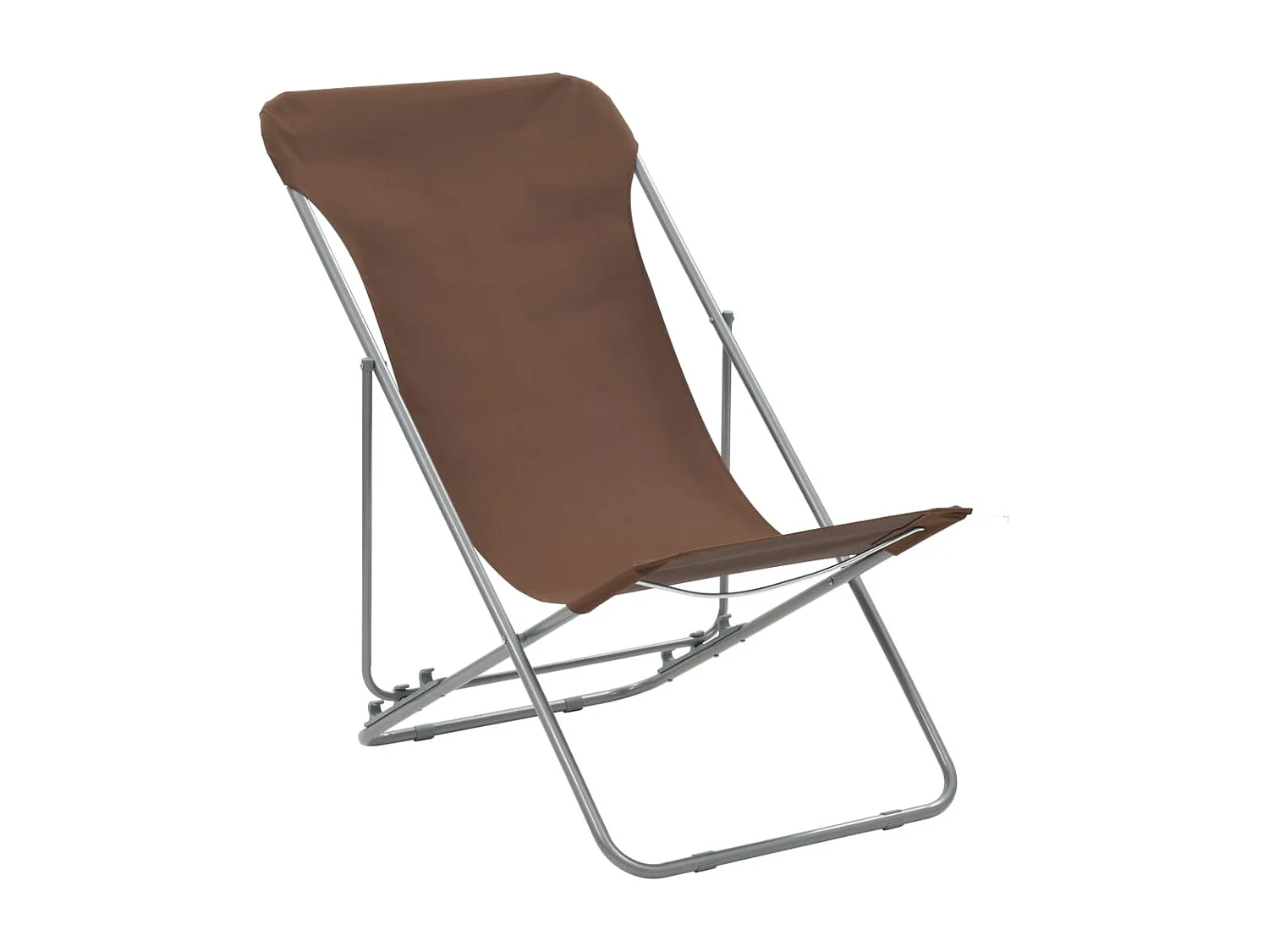 Chaises de plage pliables lot de 2 Acier et tissu oxford Marron