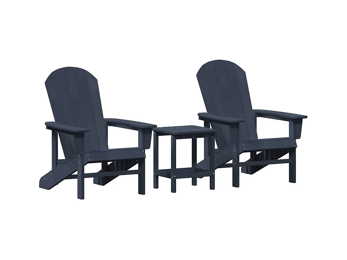 Ensemble de Jardin 3 Pièces Bleu Marine HDPE