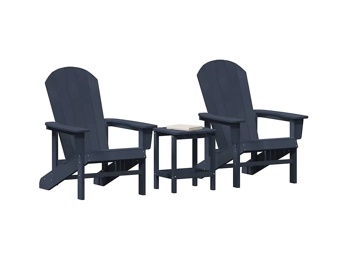 Ensemble de Jardin 3 Pièces Bleu Marine HDPE